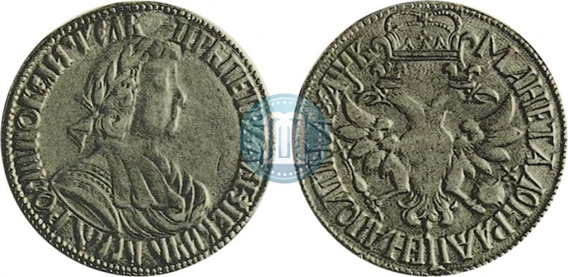 Picture Poltina 1702 year  "With a ribbon near the wreath"