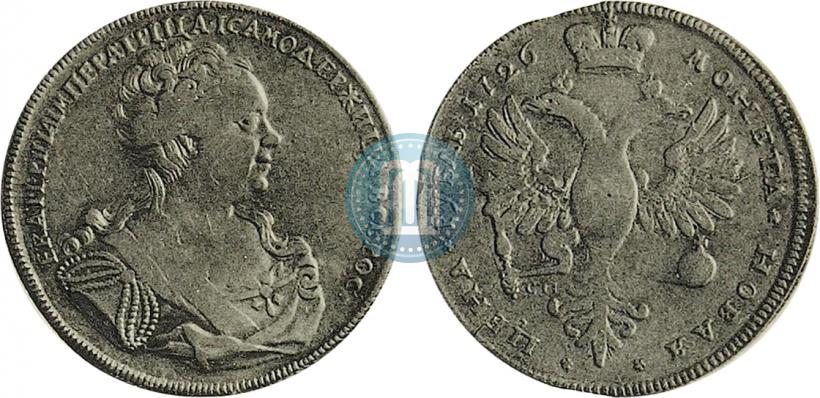 Picture 1 rouble 1726 year СПБ "Petersburg type, portrait turned to the right"
