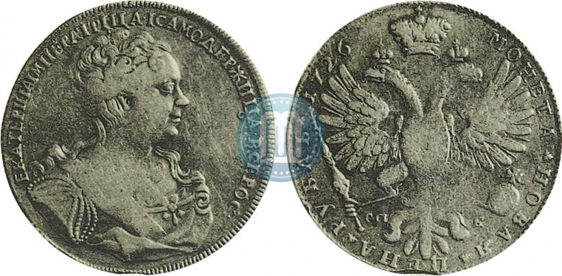 Picture 1 rouble 1726 year СПБ "Petersburg type, portrait turned to the right"