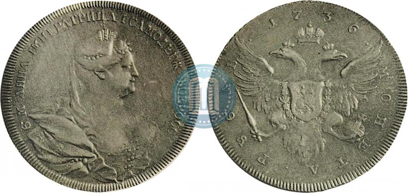 Фото 1 рубль 1736 года  "Портрет работы Гедлингера"