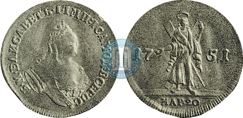 Picture 2 ducats 1751 year  "St. Andrew on the reverse"