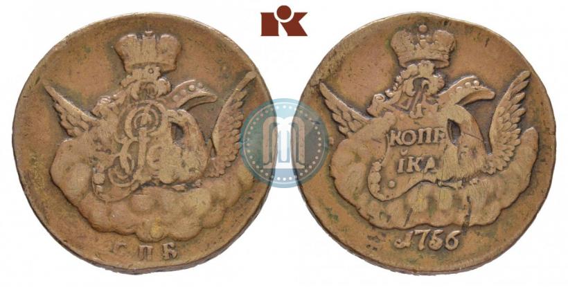 Picture 1 kopeck 1756 year СПБ 