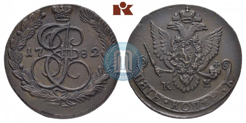 Фото 5 копеек 1782 года КМ 