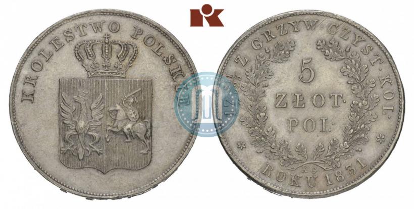 Picture 5 złotych 1831 year KG "Polish uprising"