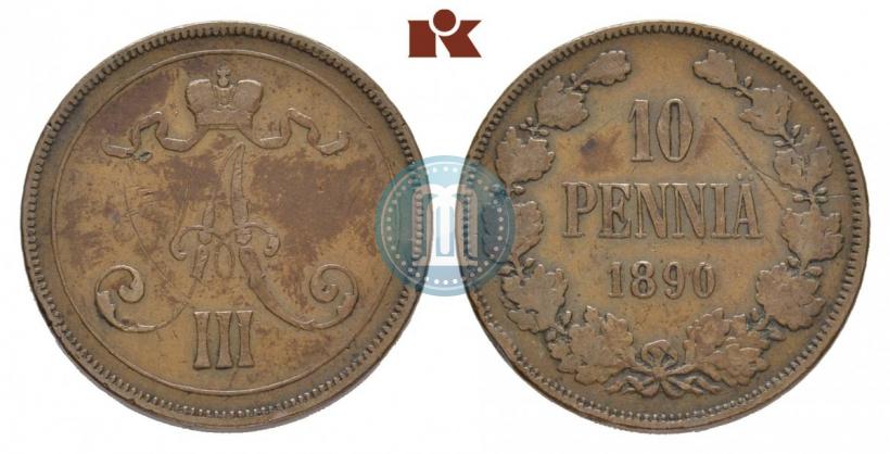Picture 10 pennia 1890 year  
