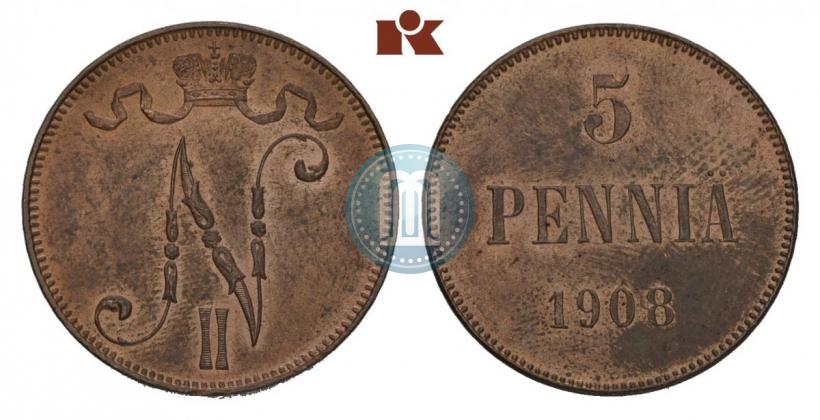 Фото 5 пенни 1908 года  