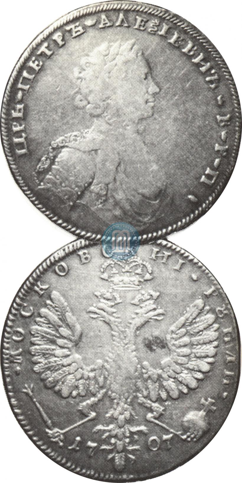 Фото 1 рубль 1707 года G "Портрет работы С. Гуэна"
