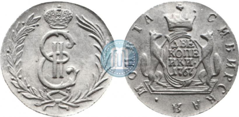 Фото 2 копейки 1767 года КМ 