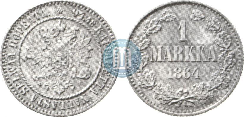 Picture 1 markka 1864 year S 