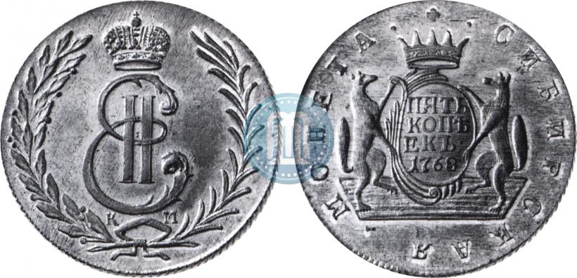 Фото 5 копеек 1768 года КМ 