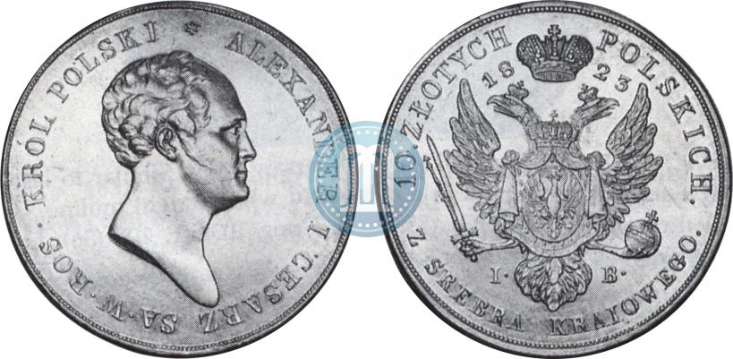 Picture 10 złotych 1823 year IB 