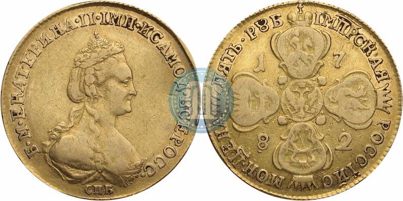 Фото 5 рублей 1782 года СПБ 