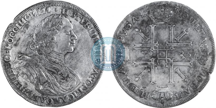 Фото 1 рубль 1725 года СПБ "Солнечный в латах"