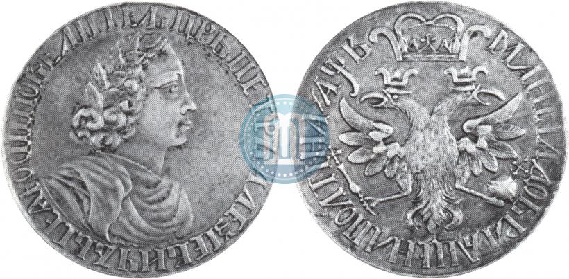 Фото Полтина 1702 года  "Без лент у венка"