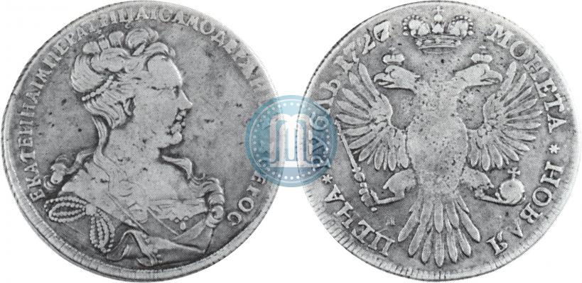 Picture 1 rouble 1727 year СПБ "High haircut"