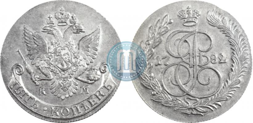 Фото 5 копеек 1782 года КМ 