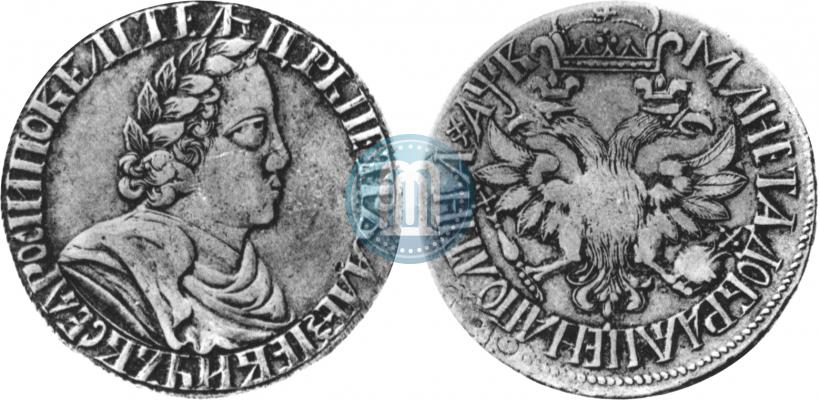 Picture Poltina 1702 year  "Without ribbons near the wreath"