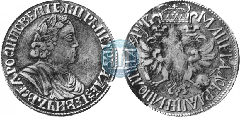 Picture Poltina 1702 year  "Without ribbons near the wreath"