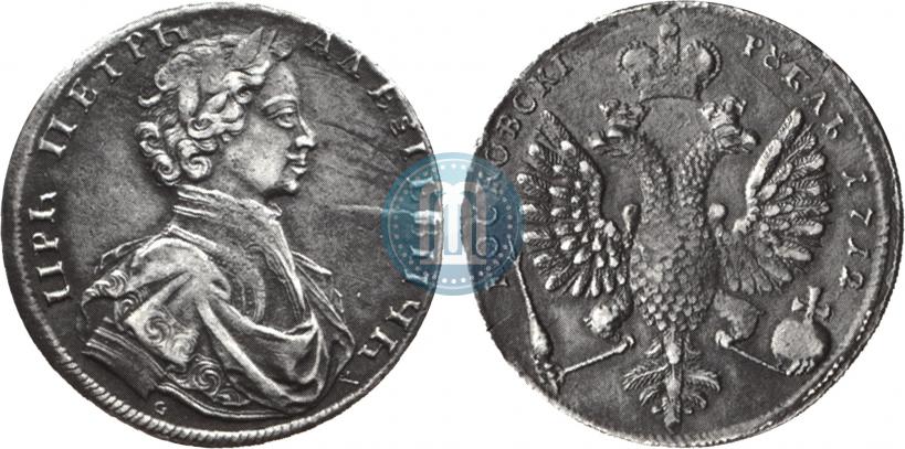 Picture 1 rouble 1712 year  "Portrait by S. Gouin"