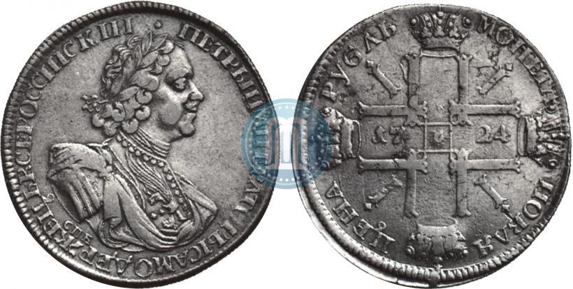 Фото 1 рубль 1724 года СПБ "Солнечный, в латах"