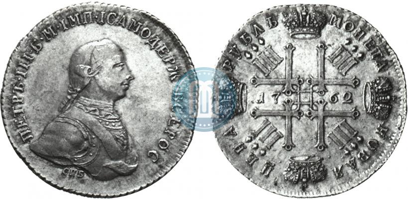 Picture 1 rouble 1762 year СПБ "Monogram on the reverse. Pattern"