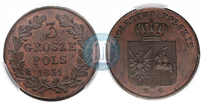 Picture 3 grosze 1831 year KG "Polish uprising"