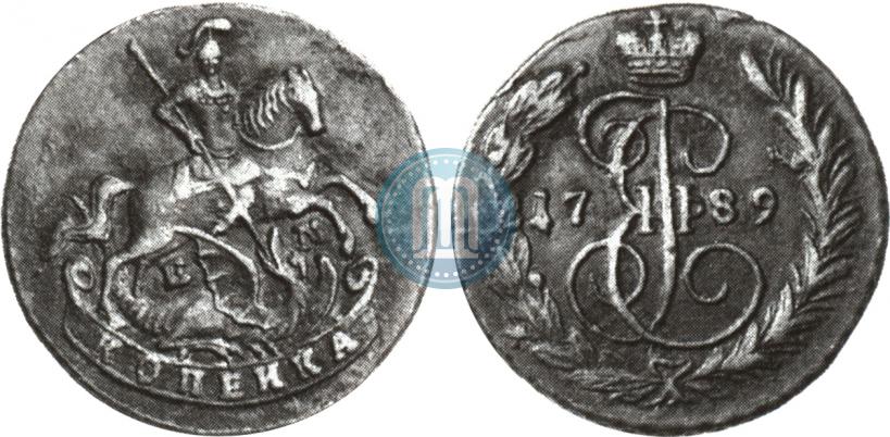 Picture 1 kopeck 1789 year ЕМ 