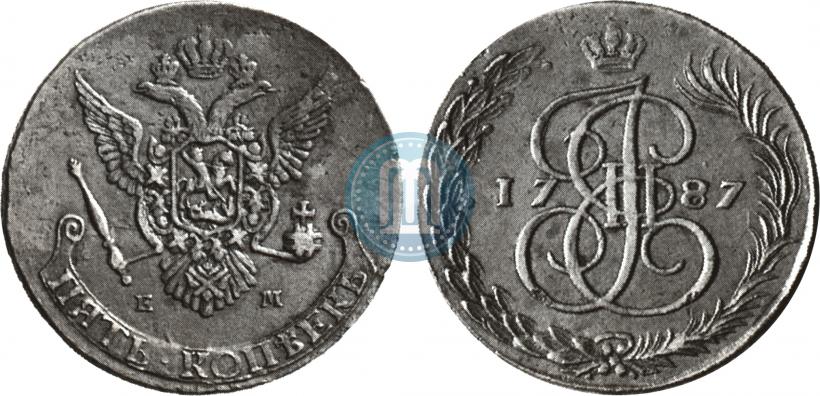 Picture 5 kopecks 1787 year ЕМ 
