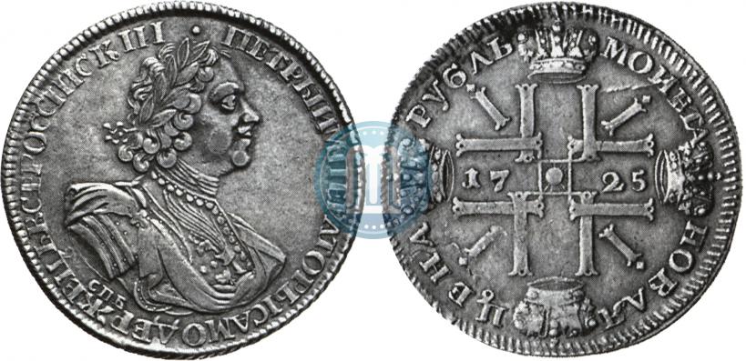 Фото 1 рубль 1725 года СПБ "Солнечный в латах"