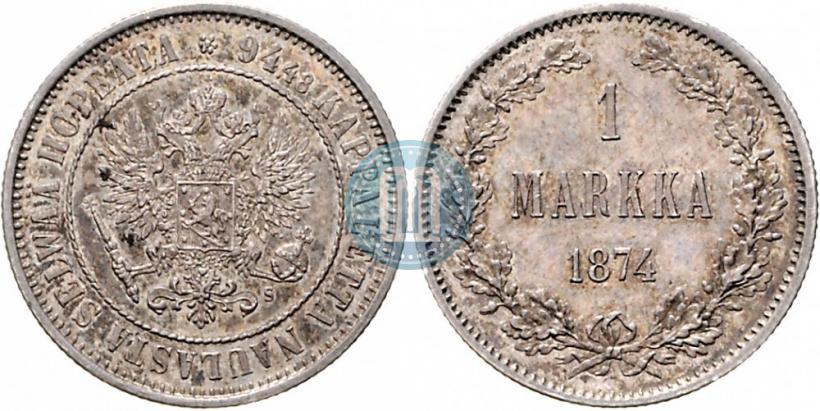 Picture 1 markka 1874 year S 