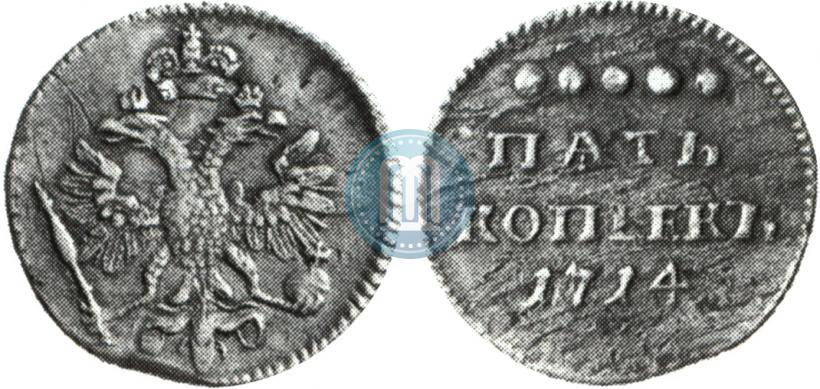 Picture 5 kopecks 1714 year  