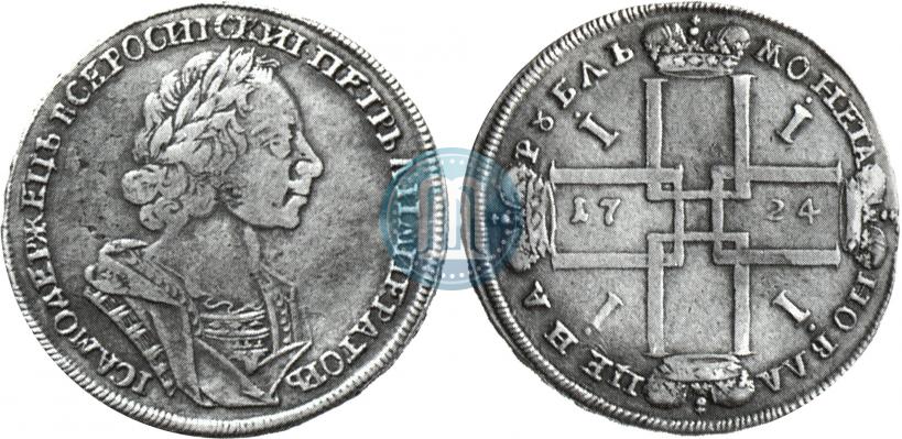 Фото 1 рубль 1724 года  "Портрет в античных доспехах"