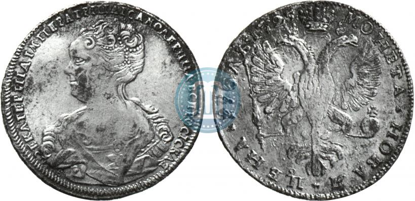Picture 1 rouble 1725 year СПБ "Petersburg type, portrait turned to the left"