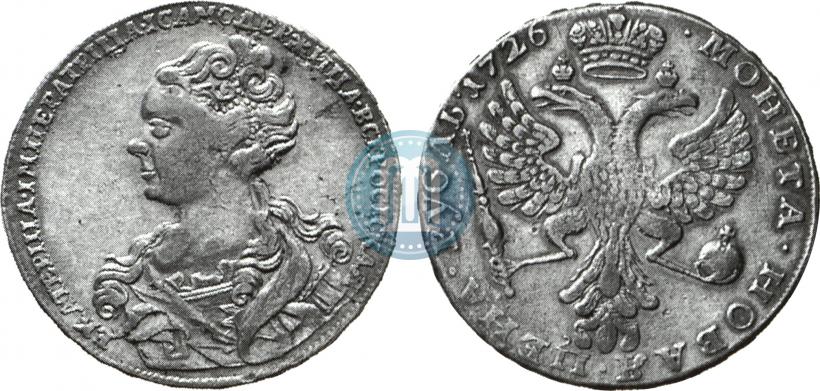 Picture 1 rouble 1726 year  "Moscow type, portrait turned to the left"