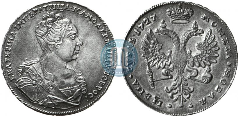 Picture 1 rouble 1727 year  "Moscow type, portrait turned to the right"