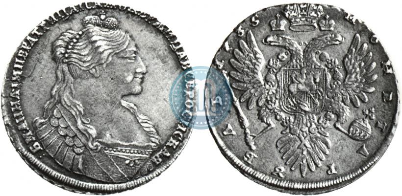 Фото 1 рубль 1736 года  "Тип 1735 года"