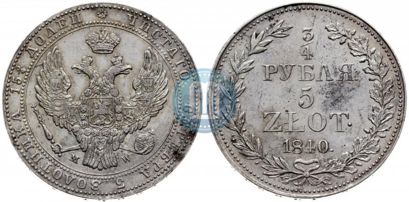 Picture 3/4 roubles - 5 złotych 1840 year MW 