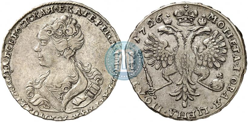 Picture Poltina 1726 year  "Moscow type, portrait turned to the left"