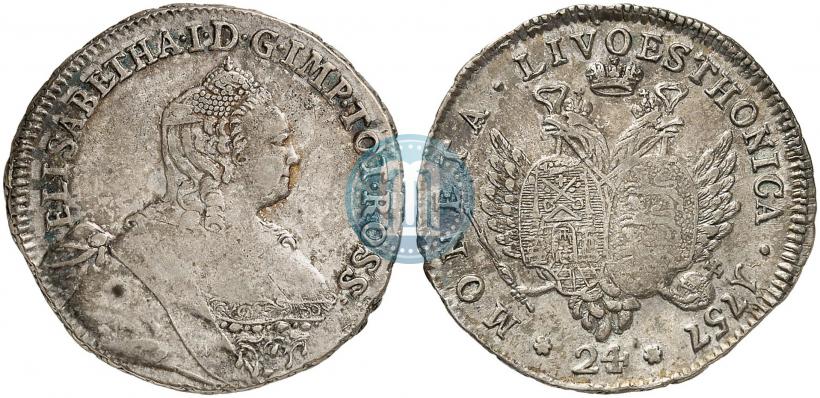 Picture 24 kopecks 1757 year  "For Livonia"