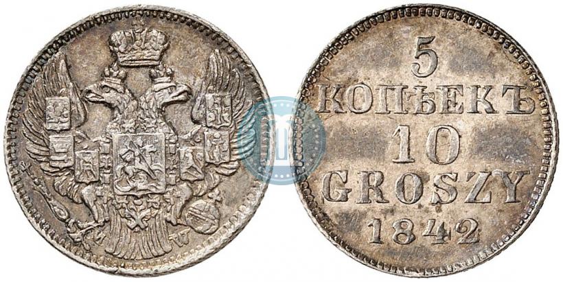 Picture 5 kopecks - 10 groszy 1842 year MW "Pattern"