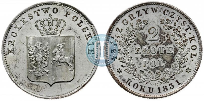 Picture 2 złote 1831 year KG "Polish uprising"