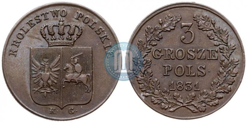 Фото 3 гроша 1831 года KG "Польское восстание"