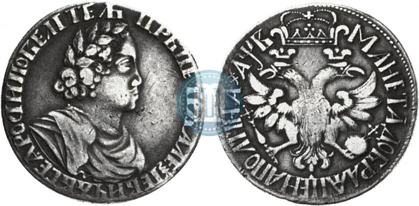 Фото Полтина 1702 года  "Без лент у венка"