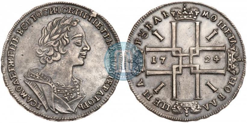 Фото 1 рубль 1724 года  "Портрет в античных доспехах"