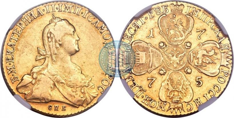Picture 10 roubles 1775 year СПБ 