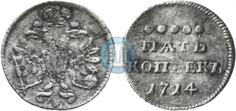 Picture 5 kopecks 1714 year  