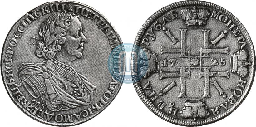 Picture 1 rouble 1725 year СПБ "Sun rouble, portrait in armour"