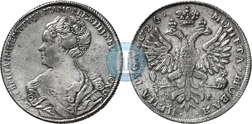 Picture 1 rouble 1726 year СПБ "Petersburg type, portrait turned to the left"