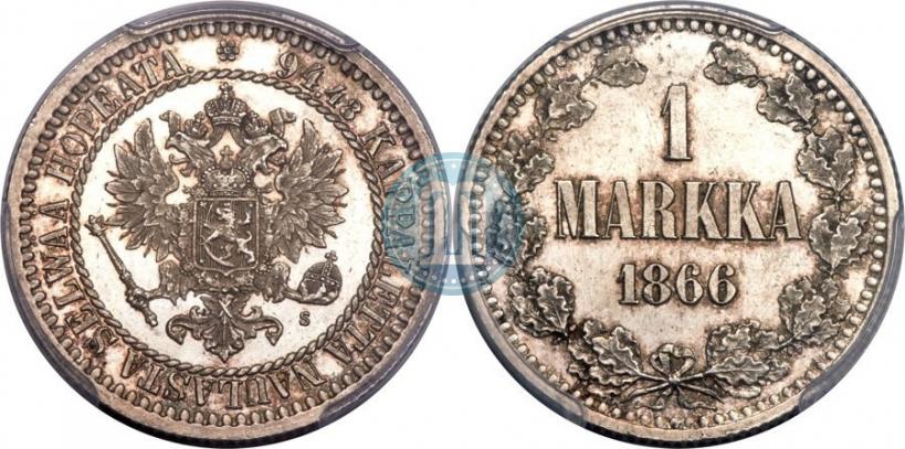 Picture 1 markka 1866 year S 