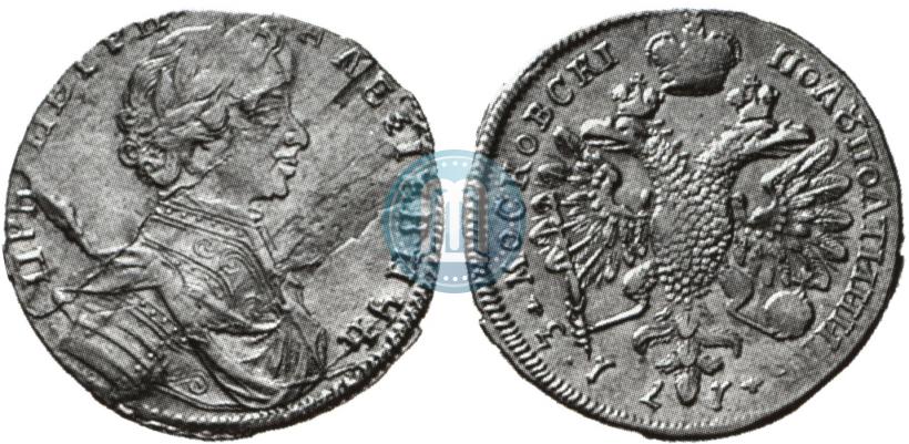 Фото Полуполтинник 1713 года G "Портрет работы С. Гуэна"